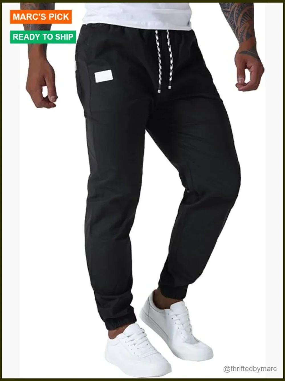Men's Cargo Joggers Cotton Sweatpants Drawstring Elastic Waist Multi-Pocket